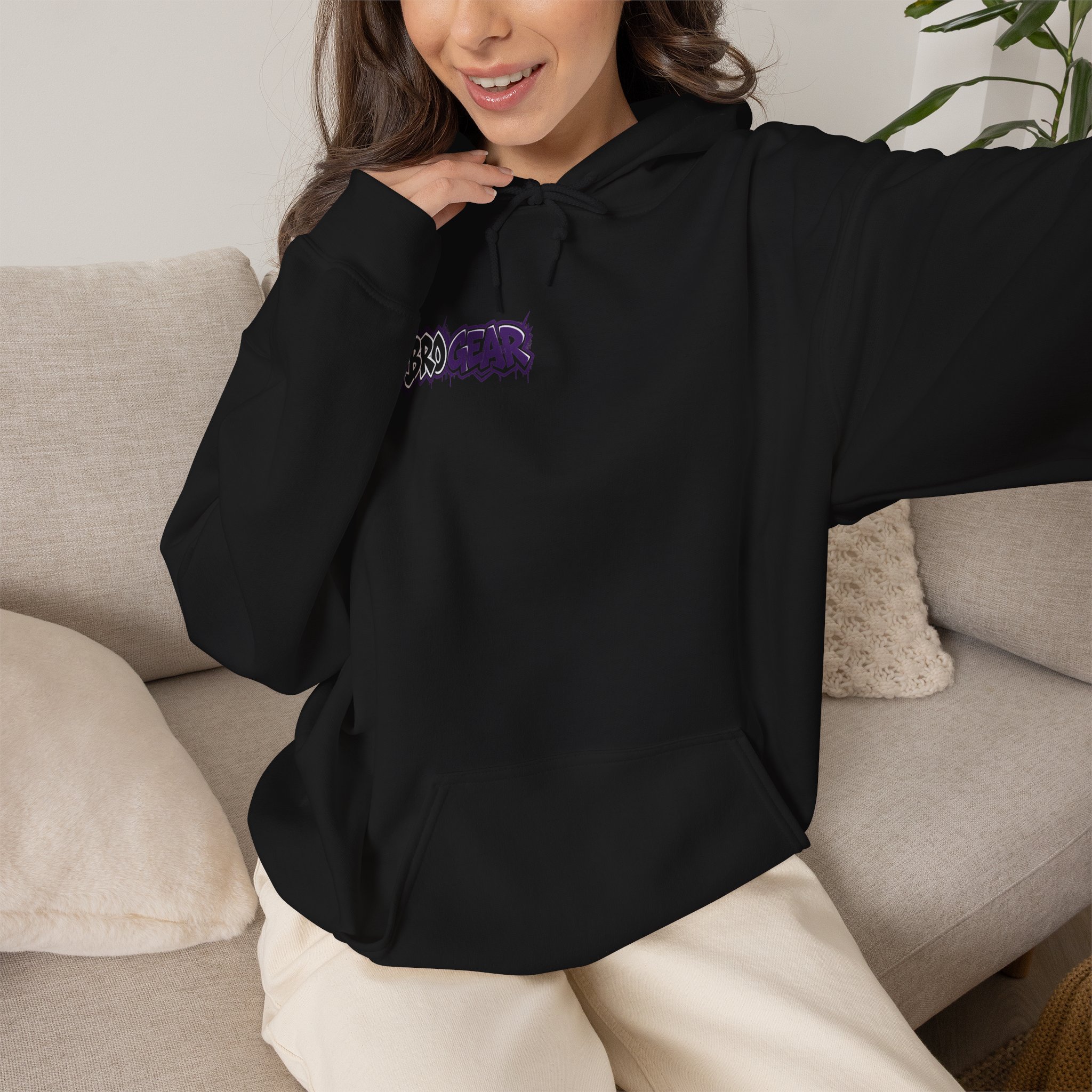 BRO Gear Anime Character Hoodie | Black Graphic Streetwear, Purple Orange Design