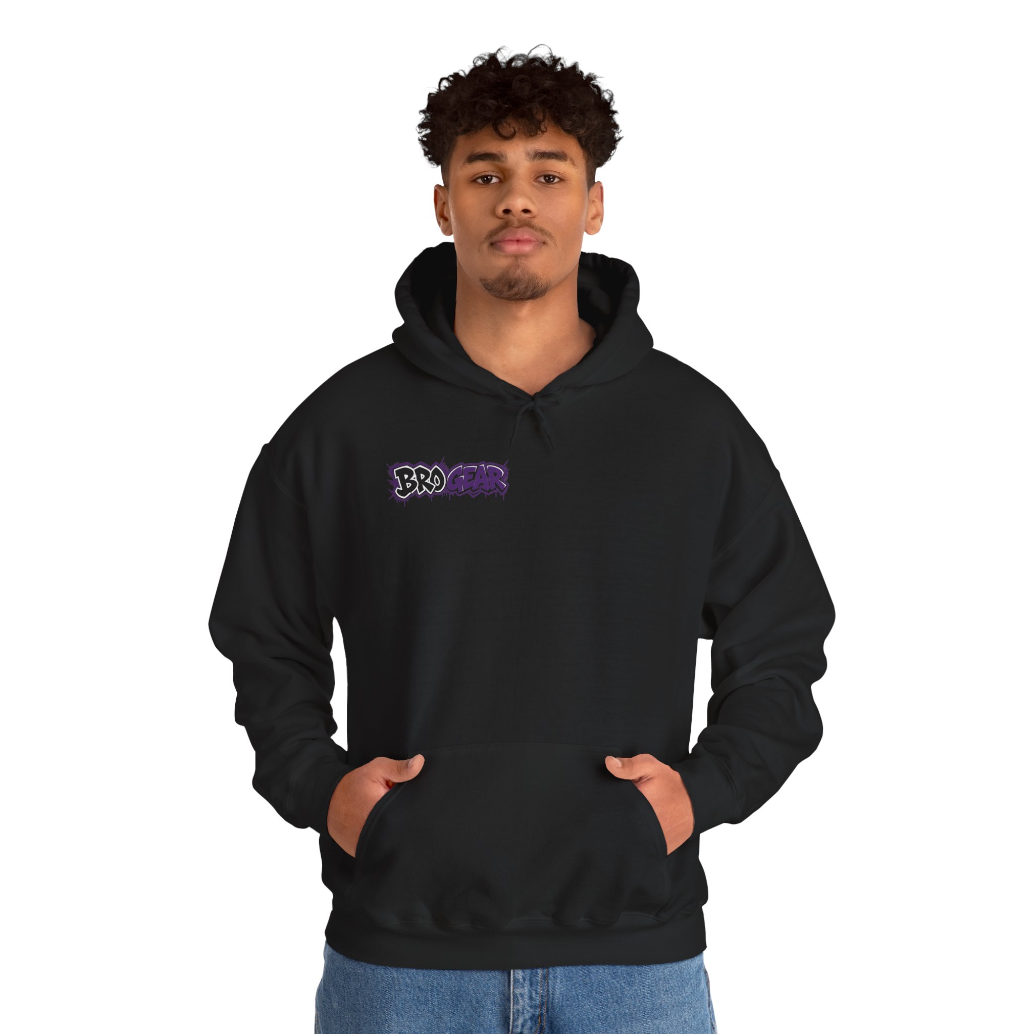 BRO Gear Anime Character Hoodie | Black Graphic Streetwear, Purple Orange Design - Image 4