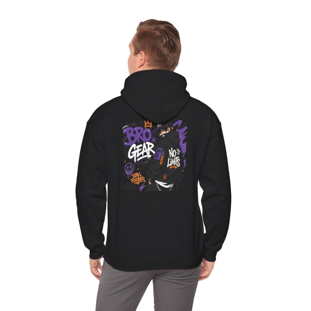 Graffiti 'BRO GEAR' No Limits Hoodie | Streetwear Black Pullover