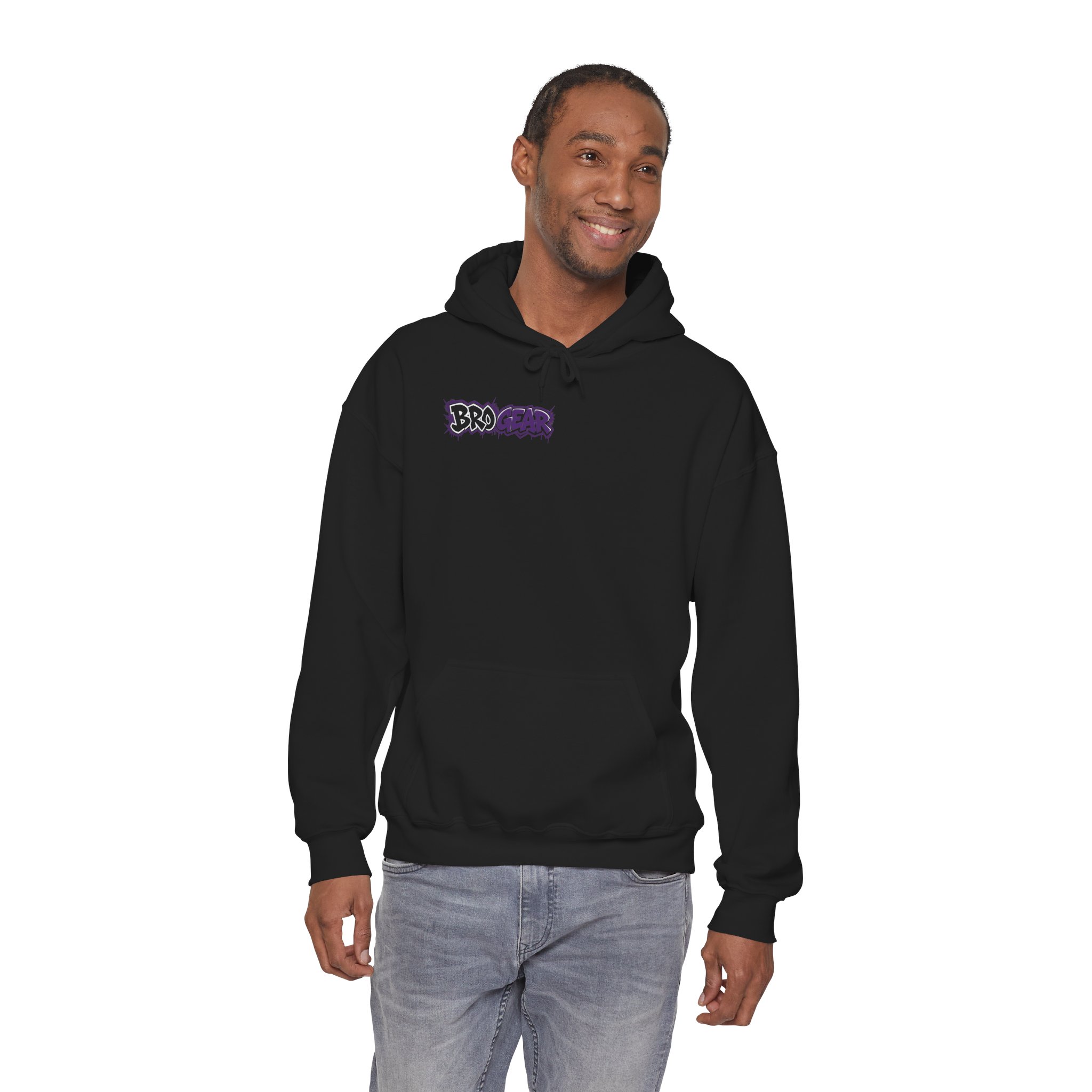 BRO Gear Anime Character Hoodie | Black Graphic Streetwear, Purple Orange Design - Image 5