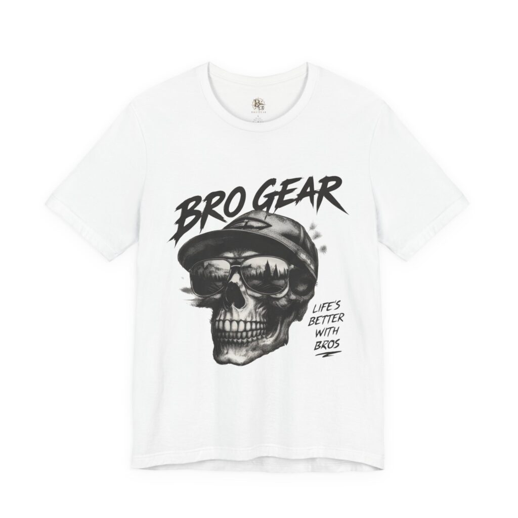 Bro Gear Skull Graphic Tee | Baseball Cap Skull, 'Life's Better With Bros' Design